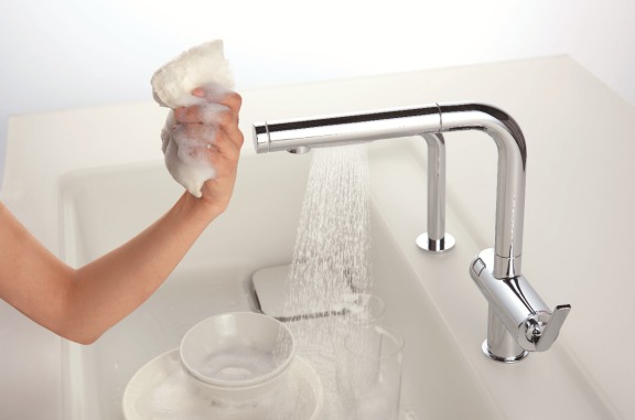 Touch-switch Water Broom faucets LF equipped in the latest modular kitchen CRASSO