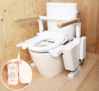 アームレストを下げた状態のトイレリフト